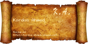 Kordos Ahmed névjegykártya